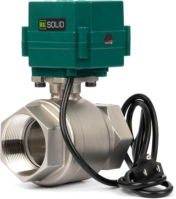 U.S. Solid 2" Motorized Ball Valve with US Plug 110VAC Stainless Steel Electrical Ball Valve,Auto Return, Normally Open