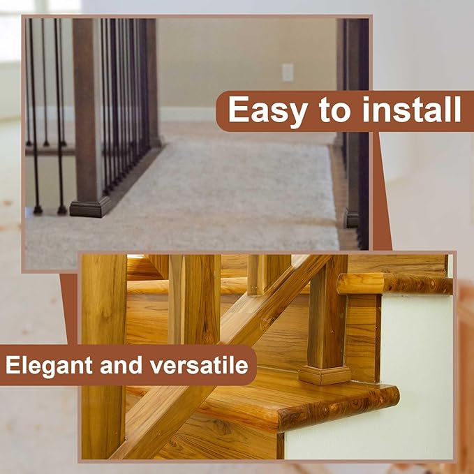 Blulu 4 Set 3-1/2" Newel Post Mounting Kit 16 Pcs L Bracket Metal Post Anchor with 16 Pcs Wood Trim Deck Base Fasteners for Fastening Handrails Balustrades to Stairs and Floors