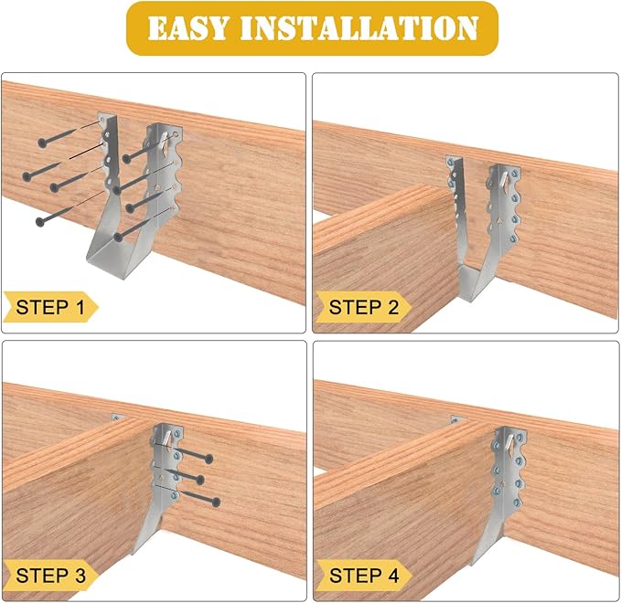 [50 Pack] 2x8 Joist Hanger, 18 Gauge LU28 Galvanizing Face Mount Joist Hangers, Wood Hurricane Ties, Rafters Tie