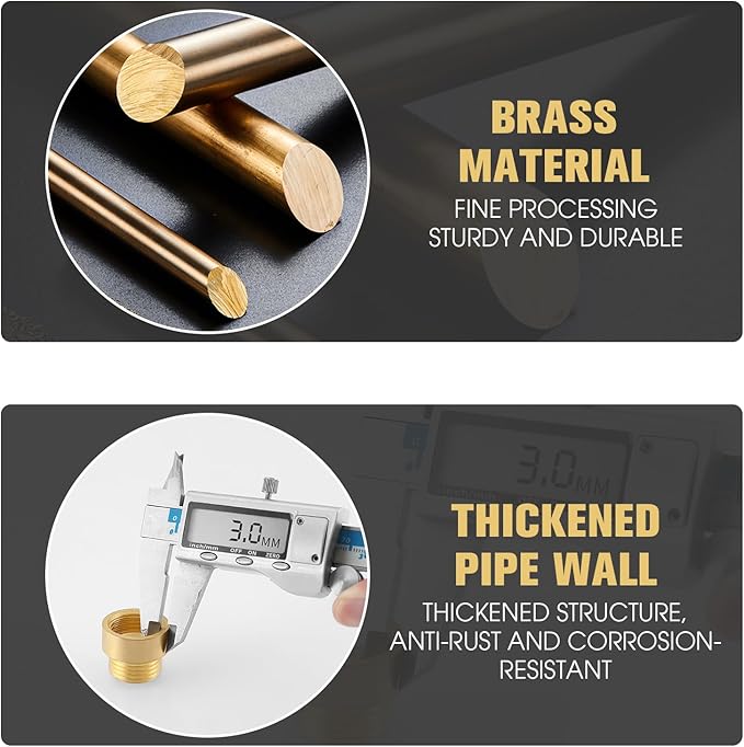 2 Packs Length 20 mm G1/2 Male to Female Brass Fittings for Connecting and Extending Pipes Tubs and Taps