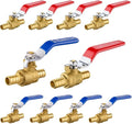 10-Pack Foskan 1/2" PEX Crimp Ball Valve, Brass Quarter Turn Full Port Shut-off Valve for PEX Tubing(Blue and Red)