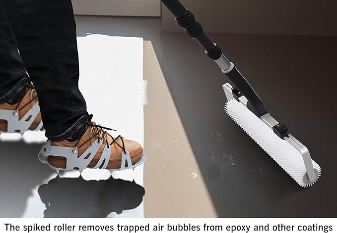 ROLLINGDOG 18 inch Spiked Roller-Epoxy Floor Spiked Roller for Self Leveling Concrete,Spiked Screeding Compound Roller for Cement Concrete Paint