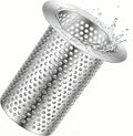 3" Diameter Commercial Floor Drain Strainer 4" Tall Perforated Cylindrical Mesh 316 Stainless Steel Drain Basket with Carry Handle –Heavy-Duty, for Restaurants, Kitchens, Factories