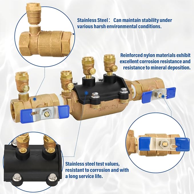 34-350 3/4" 350 Double Check Backflow Preventer,3/4 double check valve backflow preventer,Double Check Valve Assembly,Modular Design, Prevent Backpressure and Backsiphonage
