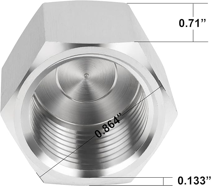 Stainless Steel 304 Hex End Cap 3/8" NPT Female Pipe Fitting 2pcs