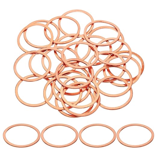 uxcell 75Pcs M36 Flat Washer Copper Washer Sealing Rings, 36mm ID 42mm OD 1.5mm Thickness Copper Crush Washers Metric Sealing Gasket for Plumbing Machinery Automotive
