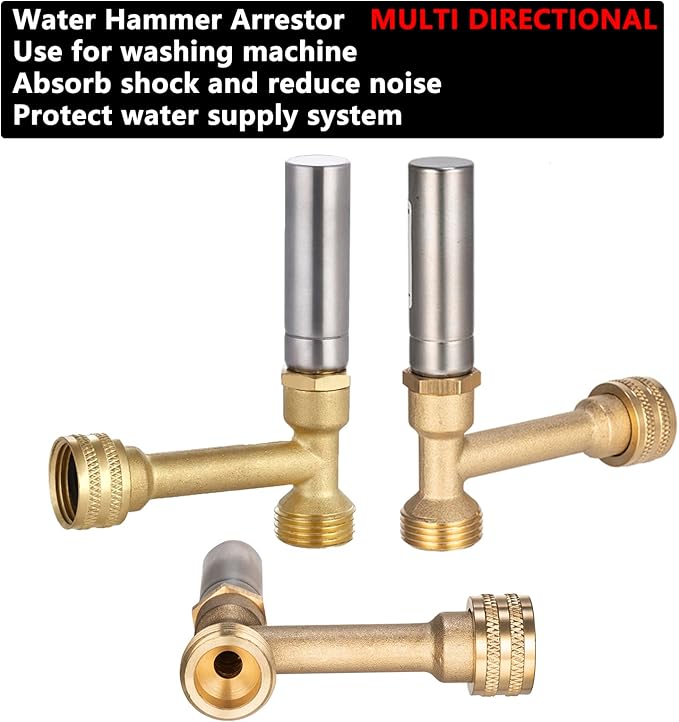 (2 Pack) Lidertik Water Hammer Arrestor for Washing Machine and 3/4 inch, Stainless Steel Chamber and 2 More Gaskets, Absorb Shock and Reduce Noise LI-XYJSC-BXG(2 PCS)