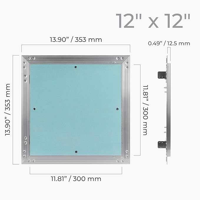12" x 12" Drywall Access Panel – Waterproof Aluminum Frame Gypsum Hatch – Wall & Ceiling Inspection Door – Easy Install Removable Cover for Plumbing, Electrical, Utility & Ventilation Access