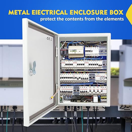 Outdoor Electrical Junction Box, 12 x 12 x8'' NEMA 4X Enclosure Box, Wall Mounted IP66 Waterproof & Dustproof Lockable Metal Junction Box