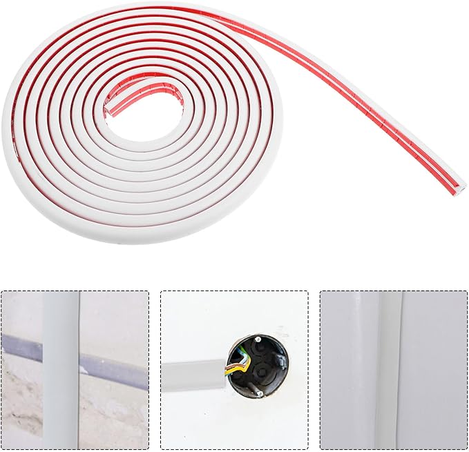 Mipcase PVC Self-Adhesive Cable Raceways Wire Cover 2Cm Wide 5M Cord Organizer for Home Office Wall Cable Management White