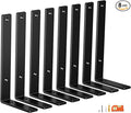 8-Pack 8 Inch Heavy Duty Shelf Brackets, Premium Floating L Bracket for Wall, Kitchen, Mantel Shelves Support | Quarter Inch (1/4") Thick | Black Powder Coated Steel