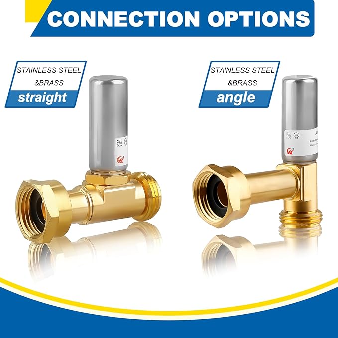 Water Hammer Arrestor for Washing Machine, 3/4 Inch Swivel FHT x 3/4 Inch MHT, Stainless Steel Angle Hammer Arrestor, Fittings of Metal for Pipes Applicable for Garden Hose and Plumbing(Pack of 4)