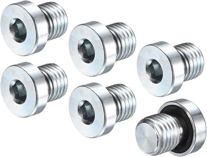 1-Pack M12x1.5mm Inner Hex Head Pipe Fitting Plug, Carbon Steel Sensor Socket Plug with Seal O-Ring for Terminate Pipe Ends/High Pressure Washer, Sealing Screw