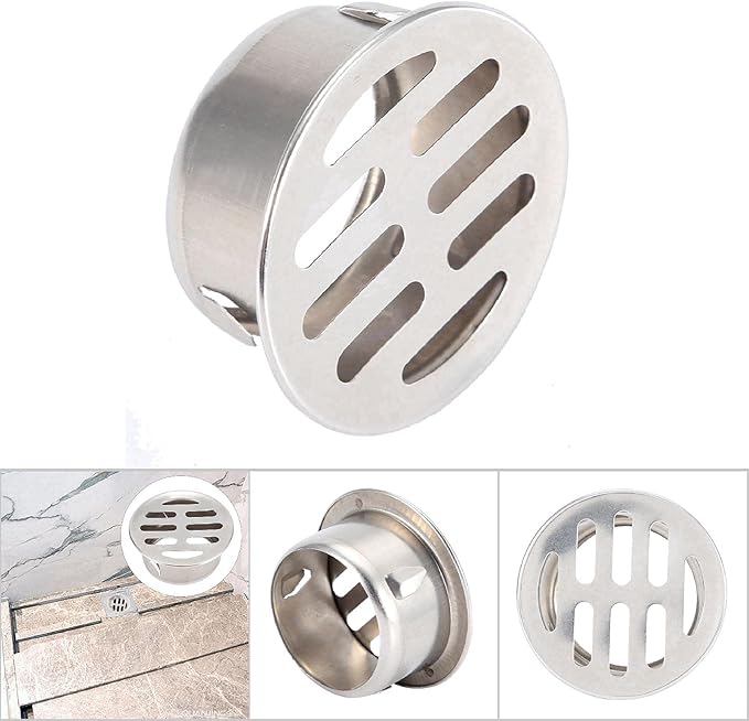 Floor Drain Cover, Stainless Steel Round Anti Blocking Round Grate Cover, Balcony Snap-in Drain Drain Strainers for Bathroom, Kitchen, Washroom, Patios(50 Flat Mouth)