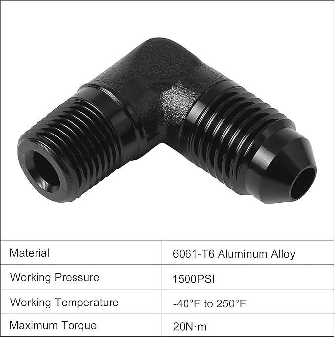 EVIL ENERGY 4AN to 1/8" NPT Male 90 Degree Fitting Adapter Aluminum