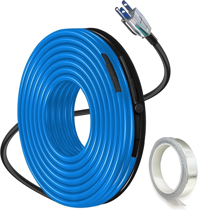 35FT Heat Tape for Water Pipes, Self-Regulating Heat Trace for Pipes with Thermostat Heating Cable for Metal Plastic Pex Pipes 120V 5W/FT
