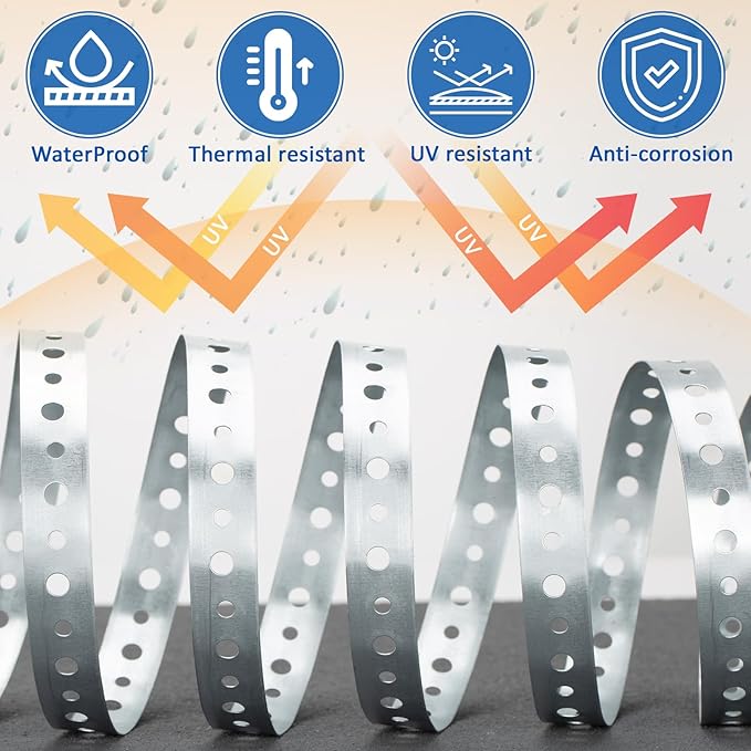 Galvanized 3/4-Inch X 50-Feet Metal Strapping with Holes 24-Gauge Metal Pipe Hanger Strap for Plumbing, HVAC and Duct Support