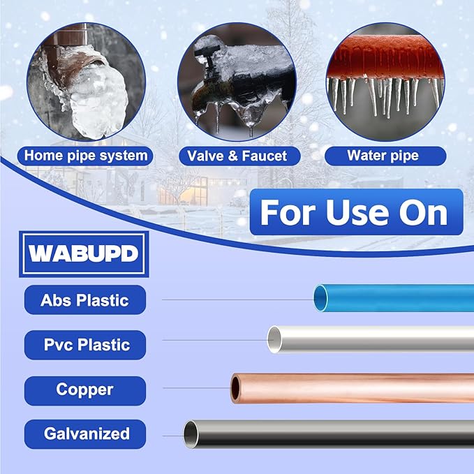 3FT-200FT Heat Tape for Water Pipes, -40°F Deicing Pipe Heat Cable,Electric Heating Cable Pipe,Frezze Protection for Heat Trace Cable for Metal, Plastic Home Pipes,Gutter,120V 5W/ft（80FT）