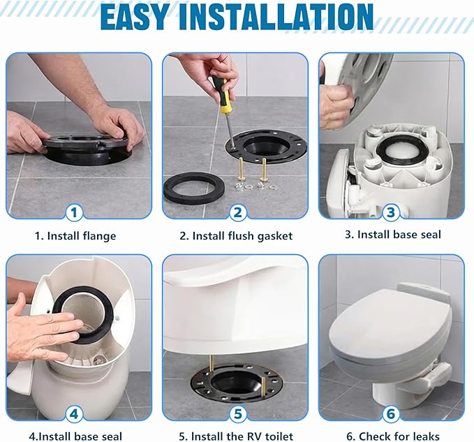 RV Toilet Seal and Socket Floor Flange Kit, 385345892 Flange and 34120 Waste Ball Seal, Toilet Flange Repair Kit fit for Thetfords Aqua Magic Style Plus, Style Lite, Style II & Residence RV Toilets