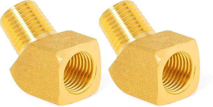 ChillWaves Brass Pipe Fitting, 45 Degree Barstock Street Elbow 1/2" NPT Female x 1/2" NPT Male Thread Adapter(2-PACK)