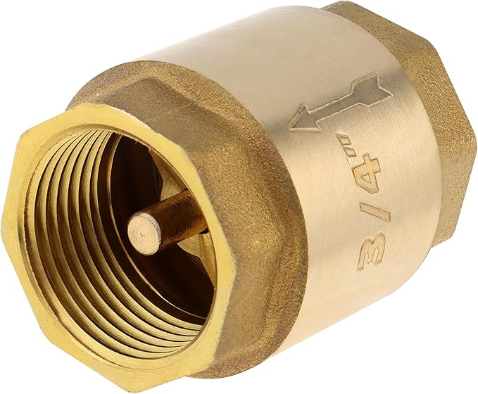 1 Inch Brass Check Valve, PNXKTXO One Way Spring Check Valves In-line Female Thread Horizontal Backflow Preventer for Well/Pump/Tank