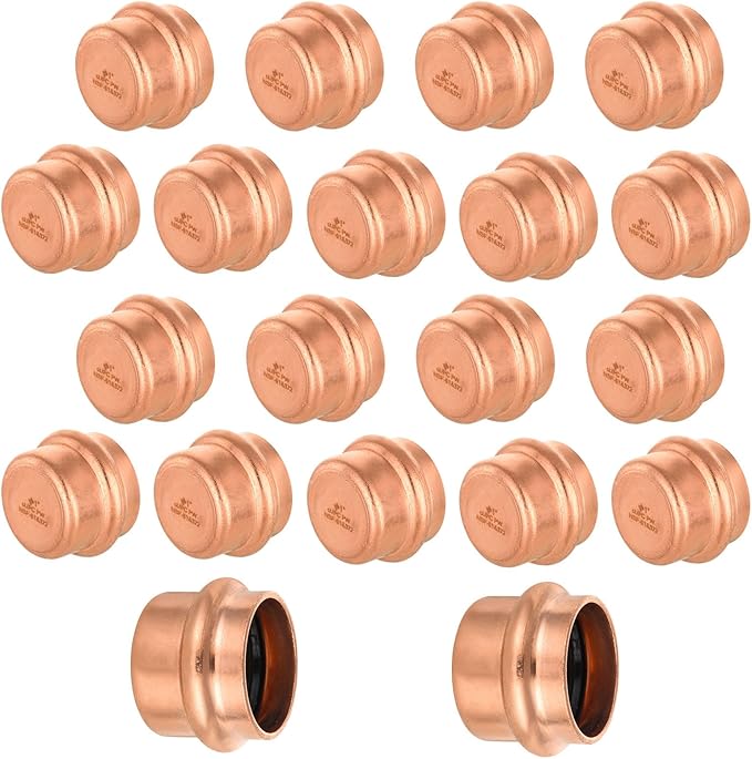 20-Pack GUOFIS Copper Press End Cap, 1" x 1" Plug Fittings for Copper Tube Connection with Stop(PRESS021-20Pack)