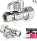 Pro 4-Pack EFIELD Straight Stop Valve 1/2" Nominal (5/8" OD) Compression x 3/8" OD, 1/4-Turn, Heavy Duty, Chrome Plated LF Brass,(VALVE372)