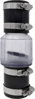PumpSpy Silent Check Valve - 1-1/2" with Buna-N Couplings, Model CV-150, Spring-Loaded Flapper, Sump Pump Life Expectancy Increase, Includes Steel Clamps Fit 1-1/2″ Pipe