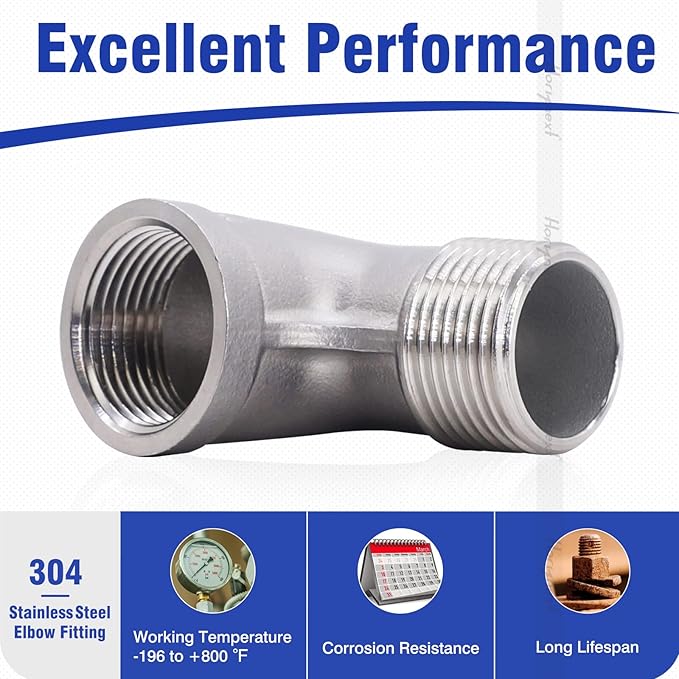 stainless steel NPT 3/4 elbow fitting 90 degree with both male and female thread connecting water pipe air hose pvc tube cast coupling (1 pc)