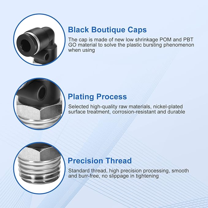 10 Pcs Push-to-Connect Fittings 1/4 Inch Tube OD x 1/4 Inch NPT Thread Pneumatic Male Elbow Quick Connect Air line fittings…