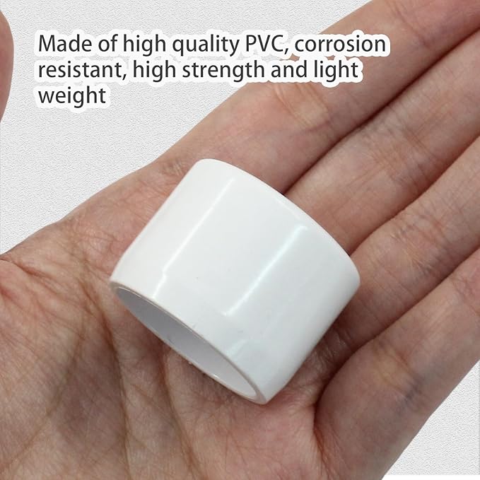 24 Pack 3/4 Inch PVC Cap, SCH40 PVC Pipe End Cap Fitting Furniture Grade PVC Pipe End Cap Plug Adapter, White PVC Pipe Plug Socket Fittings for Build PVC Furniture DIY Garden Shelf