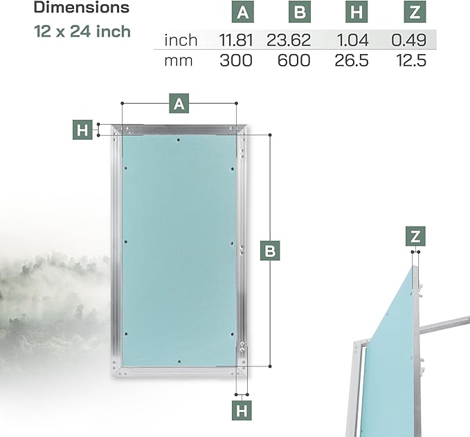 Vent Systems 12" x 24" Inch Access Panel - Drywall, Wall, Electrical, Plumbing Cover Plate - Ceiling, Wall Mount Drywall Access Panel - Metal Crawl Space Door for Home, Garage, Basement, Attic