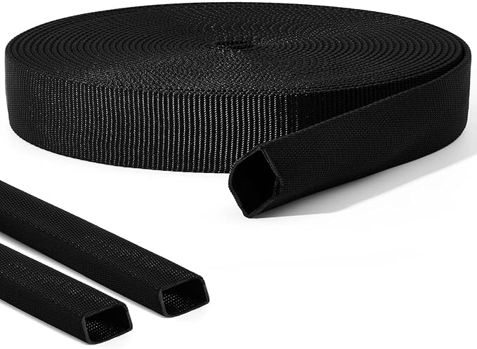 Hanaive 26 ft Nylon Hydraulic Hose Protector Sleeve Tig Torch Cable Cover Black Protective Cover Hose Sheath Hydraulic Wrap Cutting Wire Sheath Sleeve Management Wrap for Cord Tig(0.75 Inch Id)