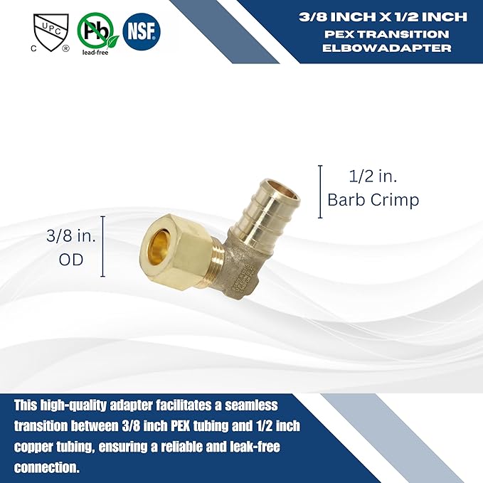 XFITTING OD Compression Pex 3/8 Inch x 1/2 Inch Pex Elbow, 26-5-1=25X, 25 Pieces