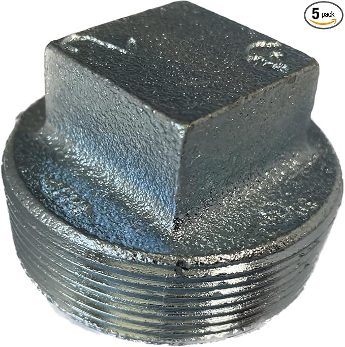 2 Pack BMI 1-1/2 Inch NPT Galvanized Plug, 150#, UL/FM, Silver