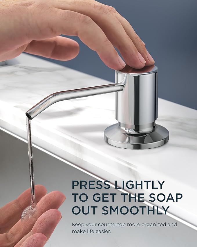 FORIOUS Kitchen Faucet with Soap Dispenser Chrome, Single Handle Stainless Steel Transitional Sink Faucet with Pull Down Sprayer 1 or 3 Hole, Suitable for Farmhouse Laundry Camper RV Bar