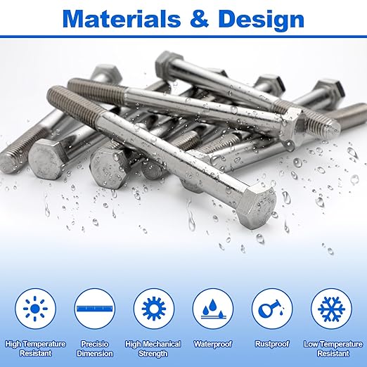10 Pack 5/8-11 x 7'' Hex Head Cap Screw Bolt 304 Stainless Steel Half Thread External Hex Drive Screw Bolt Fastener for Wet Outdoor Metal Framing Concrete Reinforcement Railing Trellises