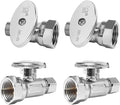 4-PCs HeSun Straight Stop Valve, 1/2" FIP X 3/8" OD Compression, 1/4 Turn Shut Off Valve, Chrome Plated Brass(VALVE057-4)