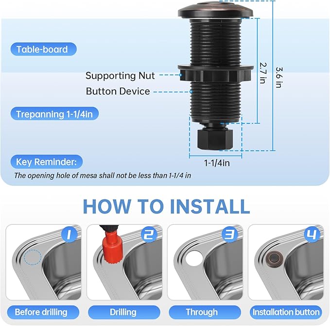 Garbage Disposal Air Switch Kit Dual Outlet Sink Top Waste Disposal Long Stainless Steel Oil Rubbed Bronze On/Off Air Button Food and Waste Disposals Part by Briidea, UL Listed