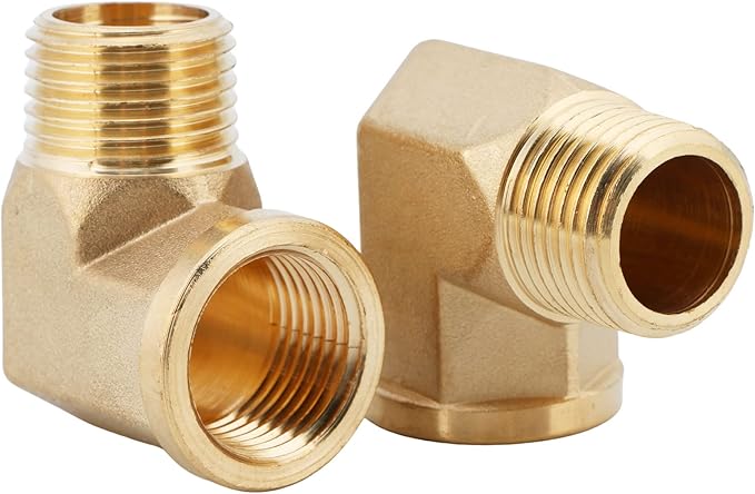 U.S. Solid 2pcs 90 Degree Barstock Street Elbow Brass Pipe Fitting 1/2" NPT Male Pipe to 1/2" NPT Female