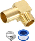 uxcell Brass Hose Barb Fitting, 3/4" x 1/2" NPT 90 Degree Elbow Hose Connector with Hose Clamps for Water Fuel Gas Oil Transportation