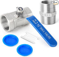 TAISHER 2 Pcs 1-1/4 Inch FNPT Ball Valve Kit, 304 Stainless Steel with Blue Handles & Nipple
