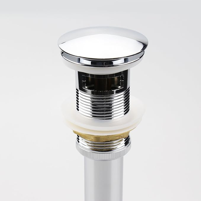 Pop Up Sink Drain with Overflow, Bathroom Faucet Vessel Vanity Sink Drain Stopper, Polished Chrome