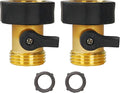 2 Pack Brass Garden Hose Shut-Off Valve, 3/4 Inch Heavy Duty Solid Brass Garden Hose Shut Off Valve with 2 Extra Rubber Washers