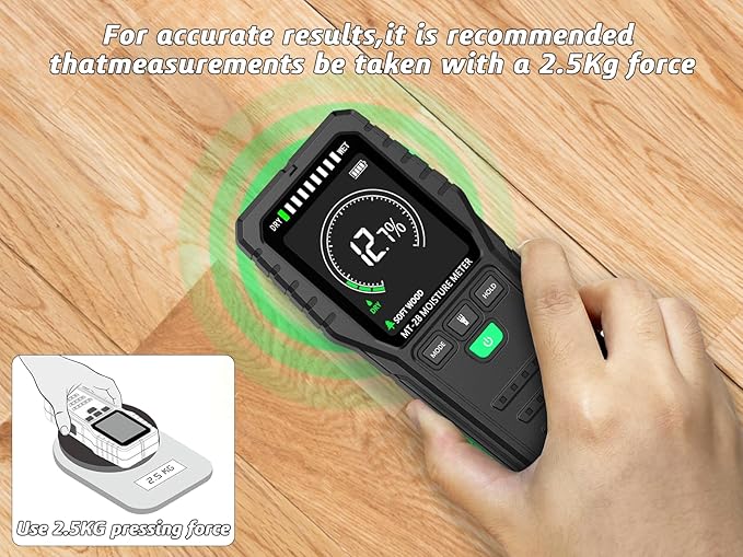 RDINSCOS Moisture Meter detects moisture from leaks, flooding, or high humidity in basements, bathrooms, kitchens and drywall