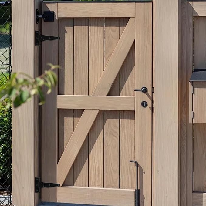 12 Pack 5 Inch T Strap Hinges, Shed Door Gate Hinges, Heavy Duty Black Outdoor Tee Hinge for Wooden Fences, Barn Door Gates Hinge for Shed Door Hardware