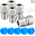 TAISHER 2PCS 304 Stainless Steel Compression Tube Pipe Fitting Connector, 8MM Tube OD x 1/4" NPT Male Straight Adapter