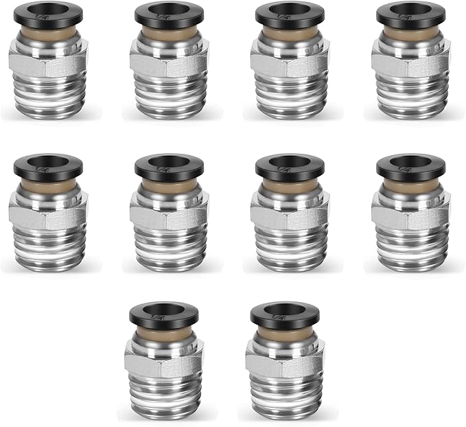 10 Pcs Push-to-Connect Fittings 1/4 Inch Tube OD x 1/4 Inch NPT Thread Pneumatic Male Straight Quick Connect Air line fittings…