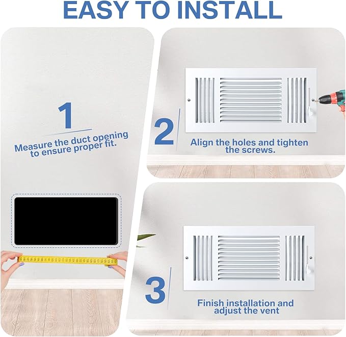 3 Pcs White 14 x 6 Inch Three-Way Ventilation Register Air Ceiling Vent Cover Floor Register Metal Heat Vent Covers with Rust Proof for Wall Ceiling Home Bathroom Toilet or Office
