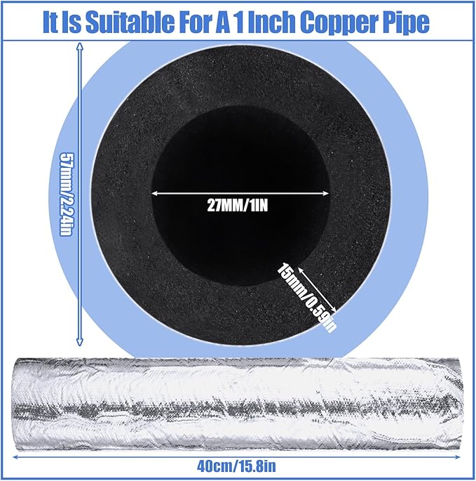 Kingdder 6 Pcs Pipe Insulation Foam Tube Self Adhesive Insulation Wrap for Copper Pipe Pre Slit Clamp Highly Insulated Foam for Outdoor Winter Irrigation, Sprinkler(1.3 Ft x 1 Inch)